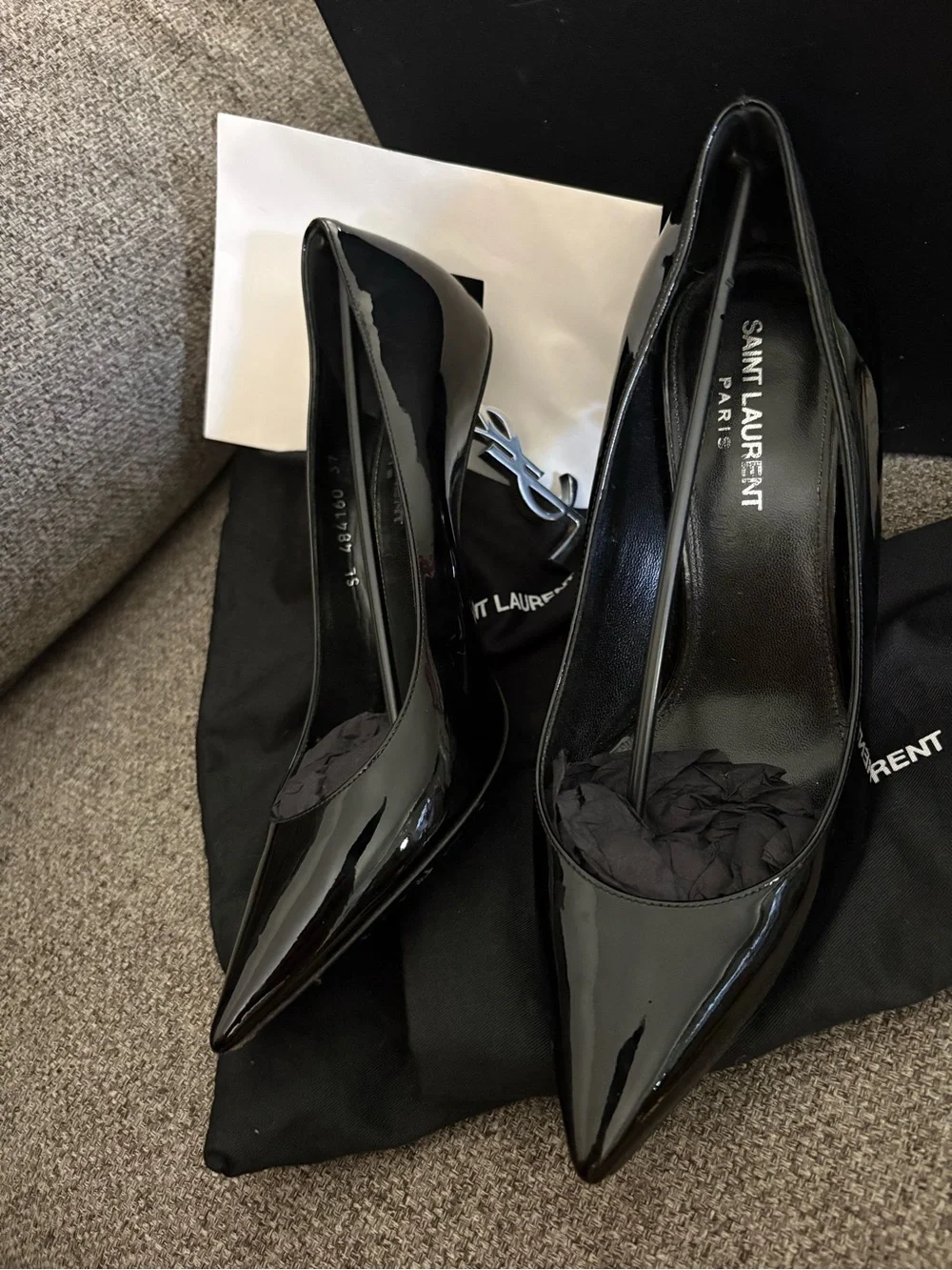 Saint Laurent Black Patent Pointed Toe Stiletto Pumps